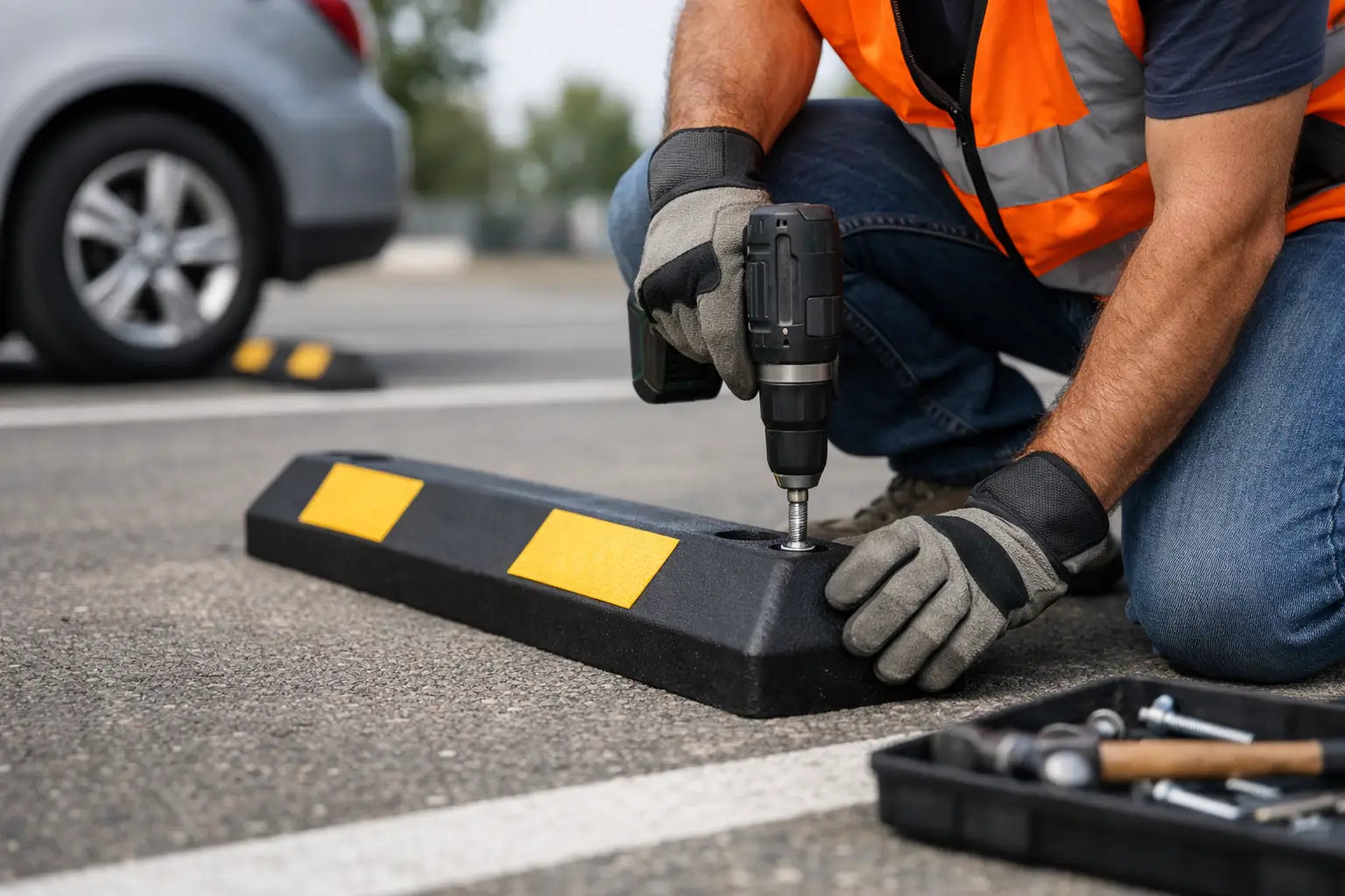 How to Install Parking Wheel Stops Correctly