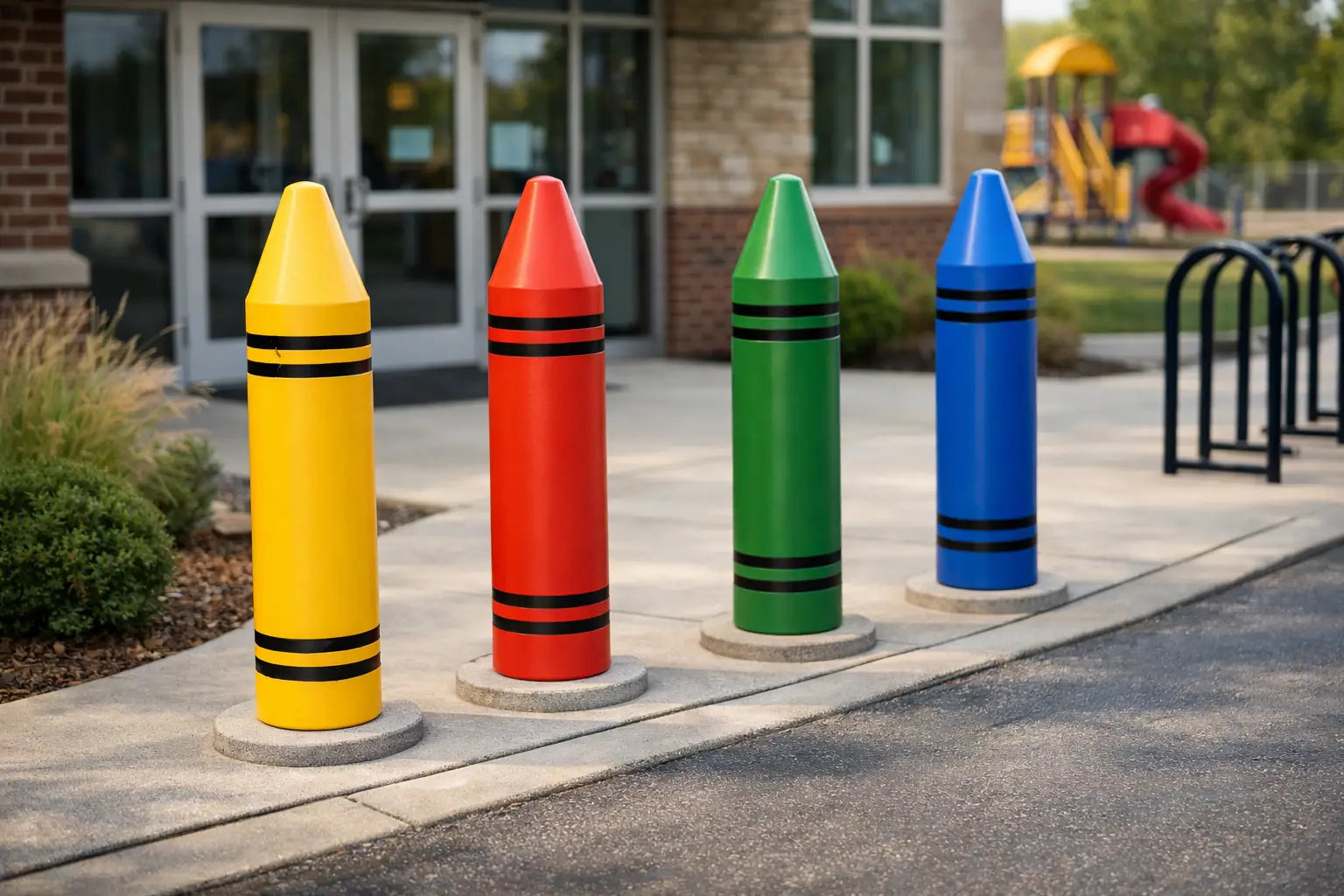 Bollard Cover Crayon Shape for Schools