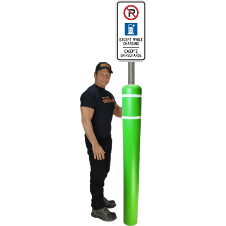  Bollard for electric car Sign Green - Bollard Canada