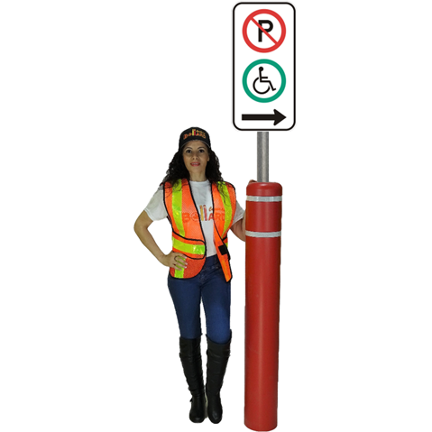 Bollard for Handycap Sign red - Bollard Canada