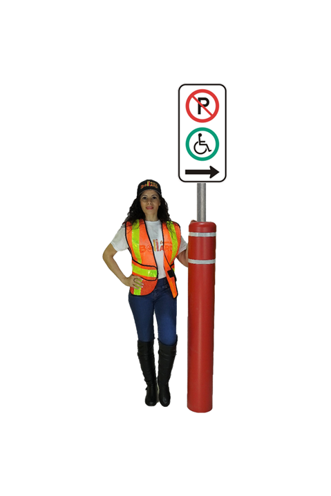 Bollard for Handycap Sign red - Bollard Canada