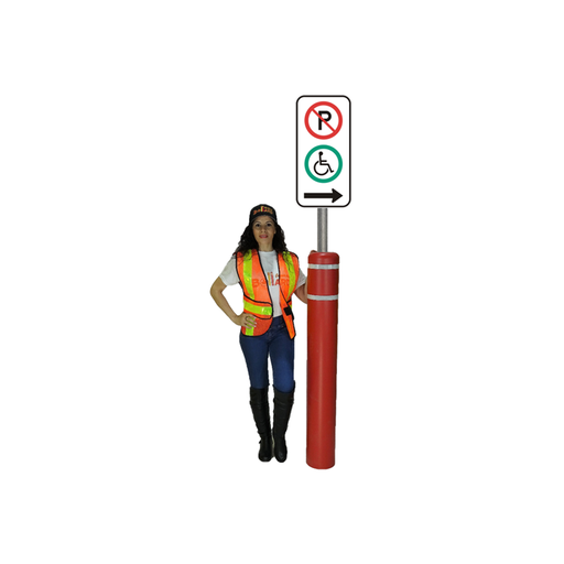 Bollard for Handycap Sign red - Bollard Canada