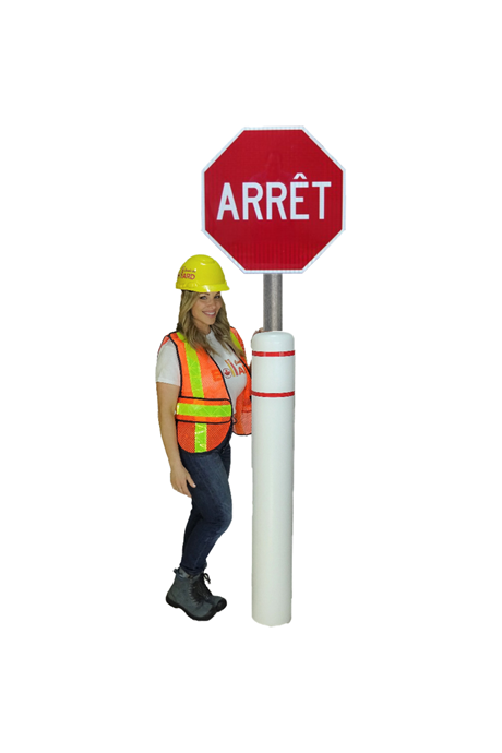 bollard stop sign white - Bollard Canada